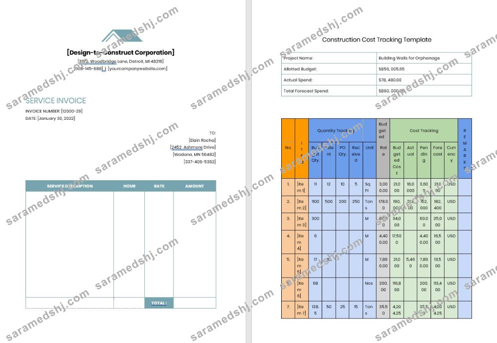 Contractor Job Invoice Template